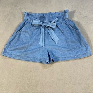 BCBGeneration Women's Blue pull-on Paperbag Belted Shorts, pockets, size S